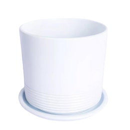 Doniczka Cylinder z podstawką Biały połysk | 17 cm