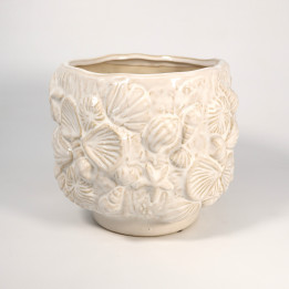 Osłonka ceramiczna Shell biała przecierana 17 cm | Tomaszewski