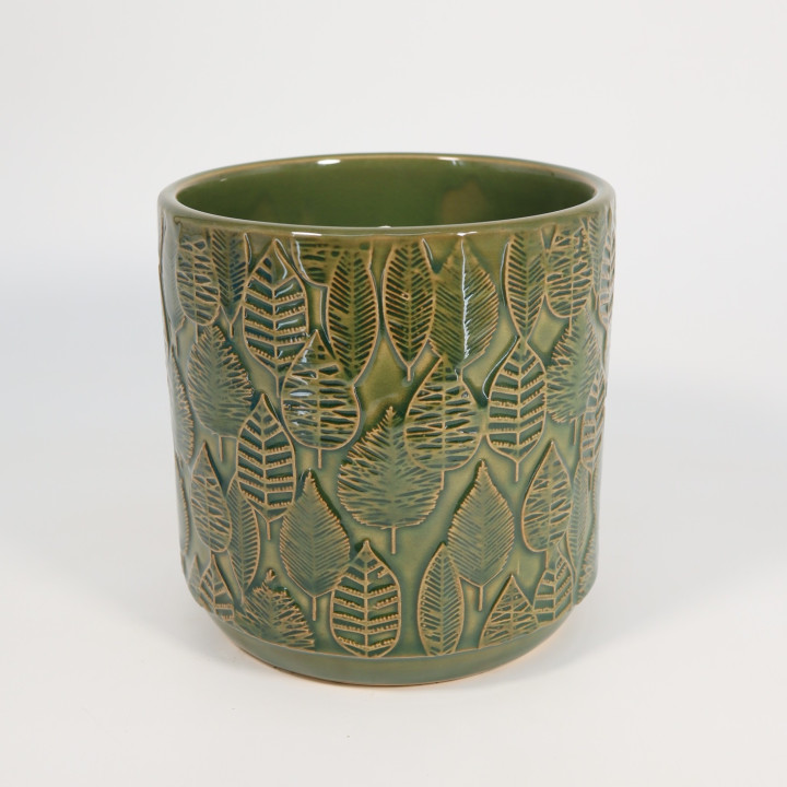 Osłonka ceramiczna Botanica ⌀14 cm zielona | Tomaszewski